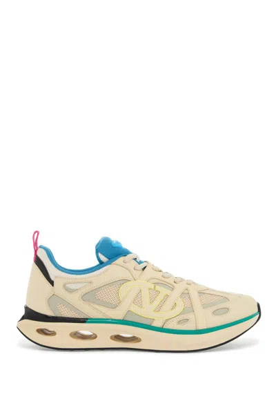 Valentino Garavani Vlogo Easyjog Low-top Sneaker In Calfskin And Fabric In Multicolor