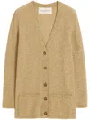Valentino Single-breasted Knitted Cardigan In Gold