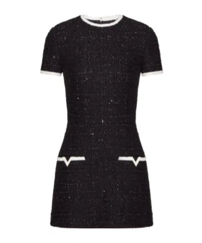 Valentino Lurex-detail Tweed Minidress In Black