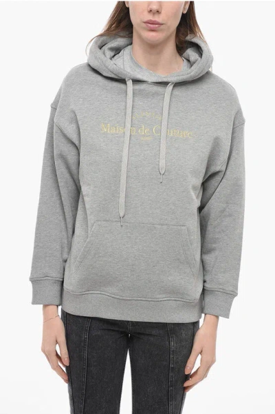 Valentino Lurex Embroidered Maison De Couture Hoodie In Gray