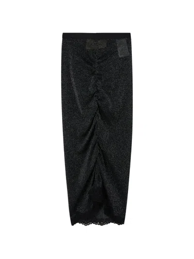 Valentino Lurex Knit Midi Skirt In Black