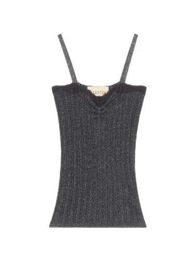 Valentino Lurex Knit Top In Gray