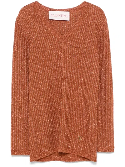 Valentino Lurex Sweater In Orange
