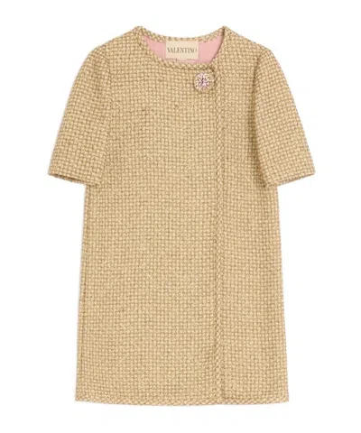 Valentino Lurex Tweed Mini Dress In Brown