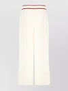 Valentino Luxe Wool Blend Trousers With Contrast Waistband In White