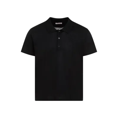 Valentino Luxurious Black Cotton Polo For Men In Ss24 Collection