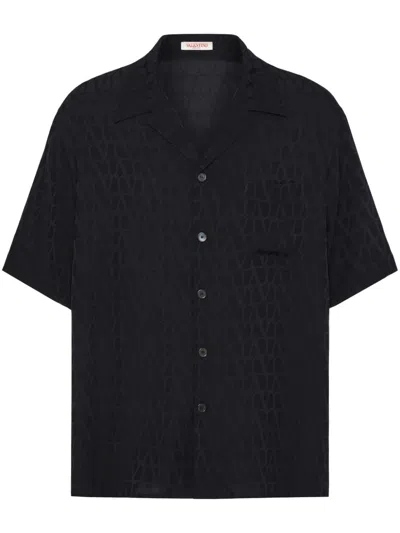 Valentino Luxurious Iconographe Bowling Shirt In Black
