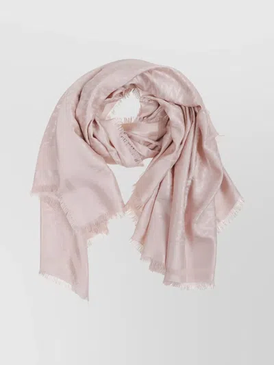 Valentino Luxurious Lightweight Fringed Shawl In Pink