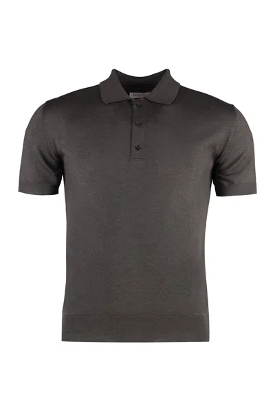 VALENTINO LUXURIOUS MEN'S CASHMERE AND SILK POLO SHIRT IN BROWN