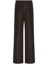 VALENTINO LUXURIOUS SS23 BROWN VLOGO PRINT SILK TROUSERS FOR MEN