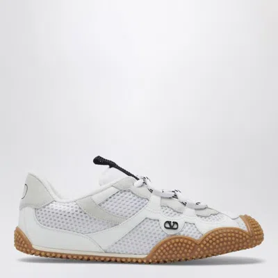 Valentino Garavani Amphibia Sneaker In Rubberised Calfskin And Split Leather Woman White 41