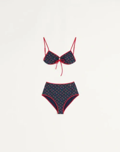VALENTINO VALENTINO LYCRA BIKINI WITH CHERRYFIC PRINT WOMAN NAVY/CHERRY RED XS