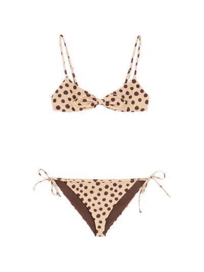 Valentino Lycra Swimsuit In Plus De Pois Dalmata Polka Dot In Neutral