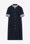 Valentino Structured Midi Dress With High Collar In Blue