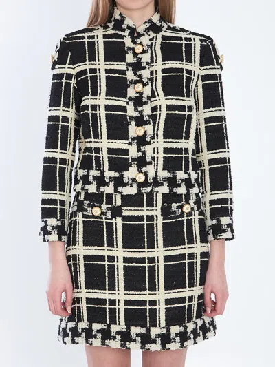 VALENTINO MACRO CHECK TWEED CABAN