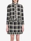 Valentino Womens Tweed Check-print Knitted Jacket Nero Avorio In Black