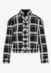 Valentino Womens Tweed Check-print Knitted Jacket Nero Avorio In Monochrome