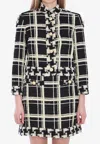 Valentino Womens Tweed Check-print Knitted Jacket Nero Avorio In Black