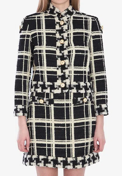 VALENTINO MACRO CHECK TWEED JACKET