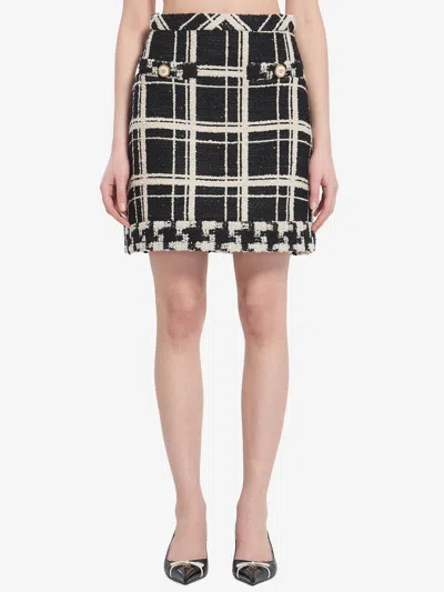 VALENTINO MACRO CHECK TWEED MINI SKIRT