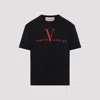 Valentino Crew Neck Short Sleeve T-shirt Design In Black