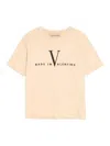 Valentino Garavani  Cotton T-shirt With Made In  Print In Nude