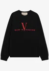 Valentino Crew Neck Sweatshirt Made In Italy In Black