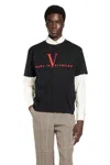 Valentino Black Crew Neck T-shirts In Black