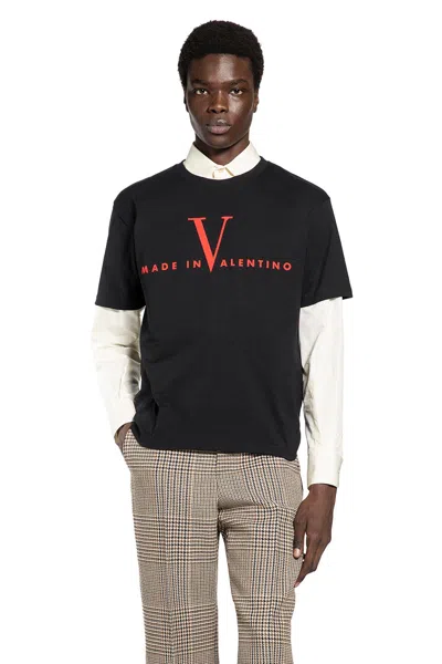 Valentino Crew Neck Short Sleeve T-shirt Design In Black
