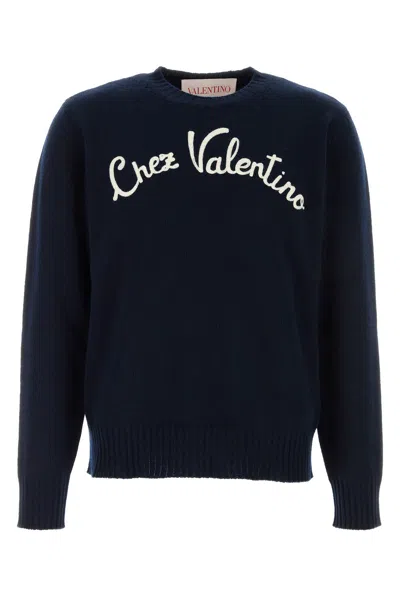 VALENTINO VALENTINO GARAVANI NAVY BLUE WOOL SWEATER