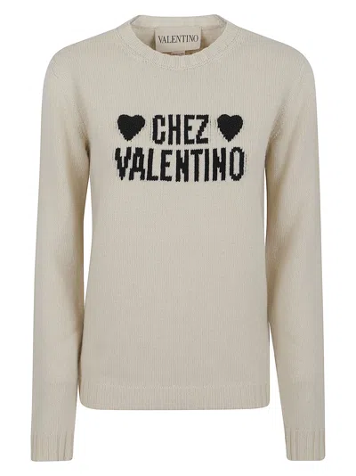 Valentino Maglia Embroideries Wool In White