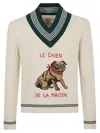 Valentino Garavani Butter-coloured Sweater With Le Chien De La Maison In Neutral