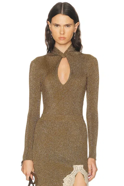 Valentino Maglia Lurex Bodysuit In Gold