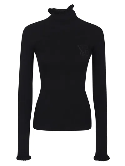 Valentino Maglia Solid Wool In Black
