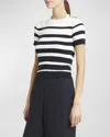 Valentino Striped Cotton Top In Navy Multi