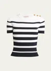 Valentino Striped Cotton Top In Navy Multi