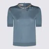 Valentino Bestickter Wollpullover Frau Himmelblau S In Blue
