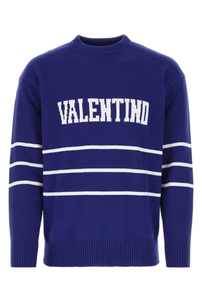 Valentino Garavani Man Sweater Blue Size L Virgin Wool