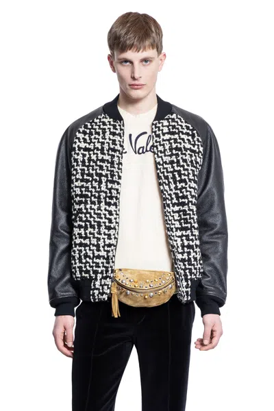 Valentino Chez-patch Tweed Bomber Jacket In Beige