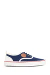 Valentino Garavani Blue Low Top Sneakers With Vlogo Patch On The Side In Cotton Man In Blue