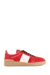 Valentino Garavani Upvillage Low Top Trainer In Split Leather And Calfskin Nappa Leather In Red