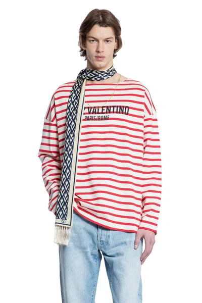 Valentino Logo Cotton Jersey L/s T-shirt In Red