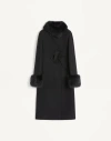 Valentino Manteau En Drap Compact Femme Noir 42 In Black