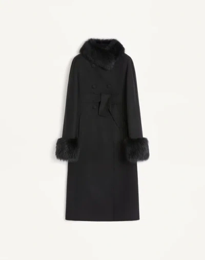 Valentino Manteau En Drap Compact Femme Noir 42 In Black