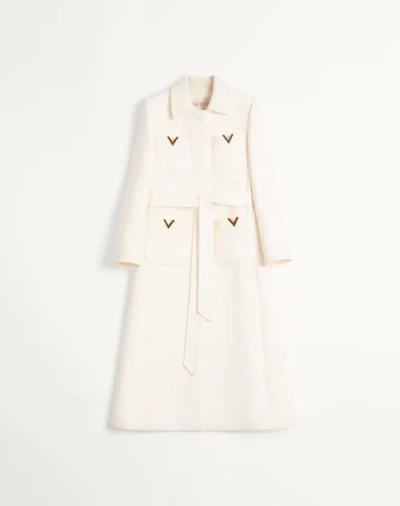 Valentino Mantel Aus Drill Double Frau Elfenbein 50 In White