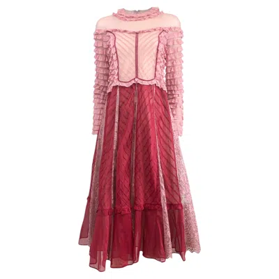 Pre-owned Valentino Maria Grazia Chiuri Pierpaolo Piccioli Fall 2017 Look 5 Pink Red Dress