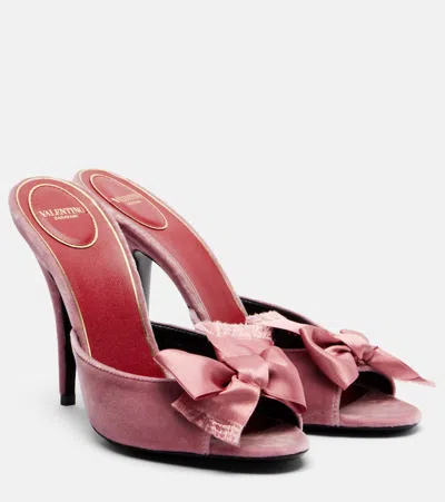 Valentino Garavani Marie A Bow-detail Velvet Mules In Pink
