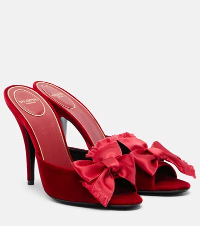 Valentino Garavani Marie A Velvet Slide Sandals 105mm In Red