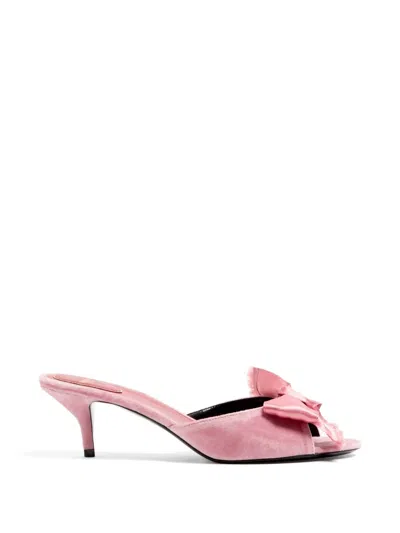 Valentino Garavani Marie A 55 Bow-detailed Satin-trimmed Velvet Mules In Pink