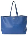 Valentino Marine Grained Calfskin Leather Small Rockstud Shoulder Tote  (authentic Pre-loved) In Pattern